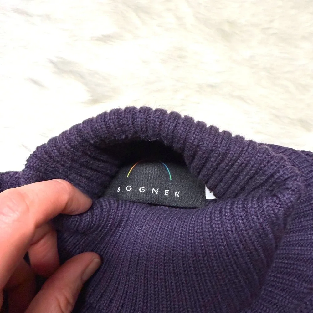 BOGNER vintage Purple Textured Knit Turtleneck Sweater Women's Size M Wool Blend